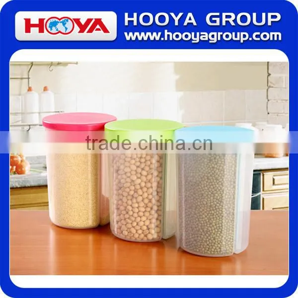 1.5L Round Transparent Plastic Three Portion Cereal Storage Container Bulk Cereal Dispenser Food Dispenser photo-3