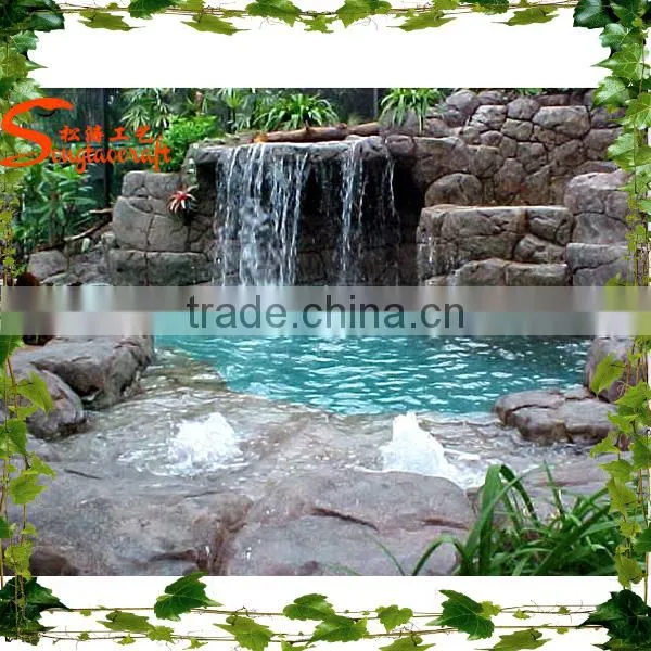 Latest Design Outdoor Fiberglass Rock Waterfall Pool Artificial Rock Waterfall Landscaping photo-6