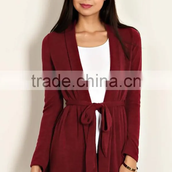 New Style Fashion Design Short Cardigan Winter Wear Loose Large Size Ladies Heather Knit Open Cardigan With Waist Tie photo-5