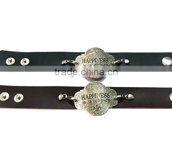Fashion Words Leather Cord Bracelets,custom Letters Engraved Bracelet,leather Charm Bracelets photo-2