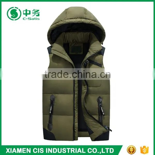 New Product Comfortable Warm Outwear Mens Winter Duck Down Vest With Hood photo-4