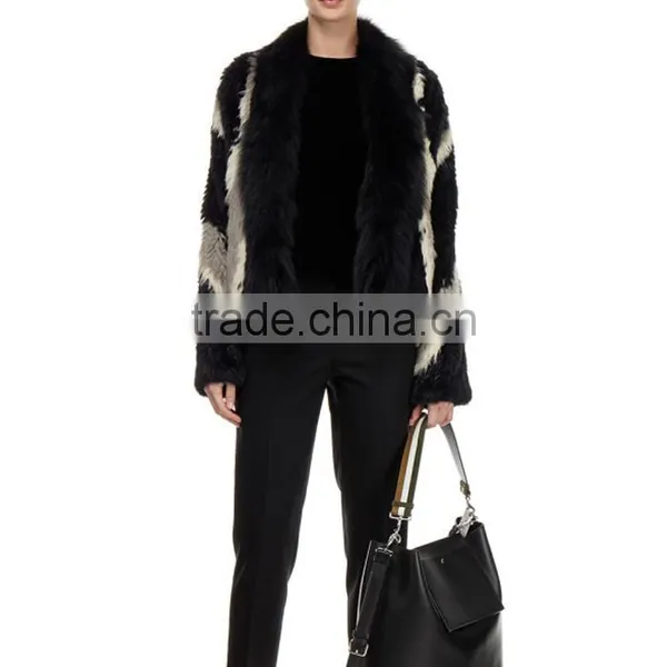Myfur China Wholesale Fashion Women Winter Coats Knitted Dyed Rabbit Fur Jacket photo-2