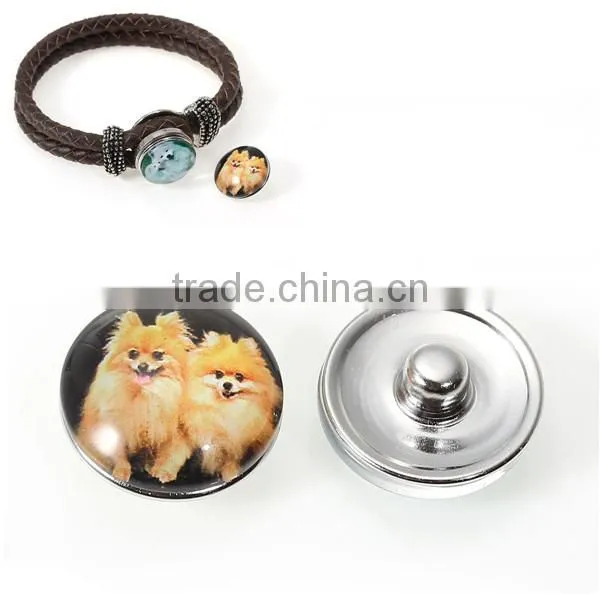 18mm Glass Fit Snap Button Bracelets Round Silver Tone At Random Dog Pattern photo-3