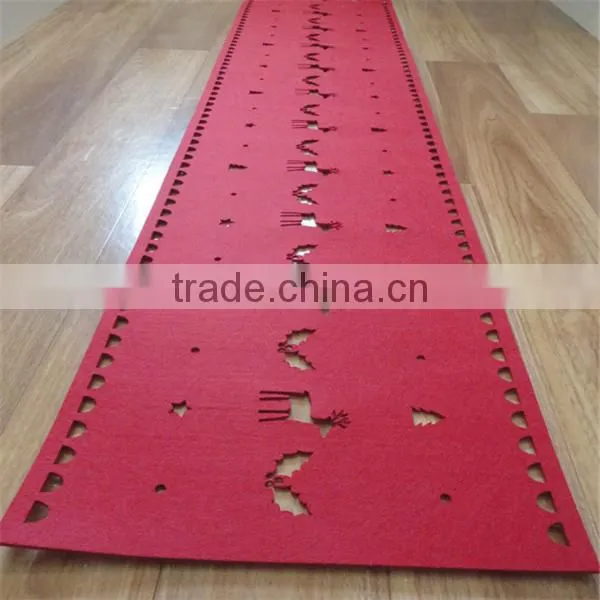 Christmas Reindeer RED Felt Table Runner/ Felt Reindeer Border Table Runner