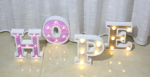 Linhai Colorful Led Wooden Letter Lighting Party Backdrop Light Decoration
