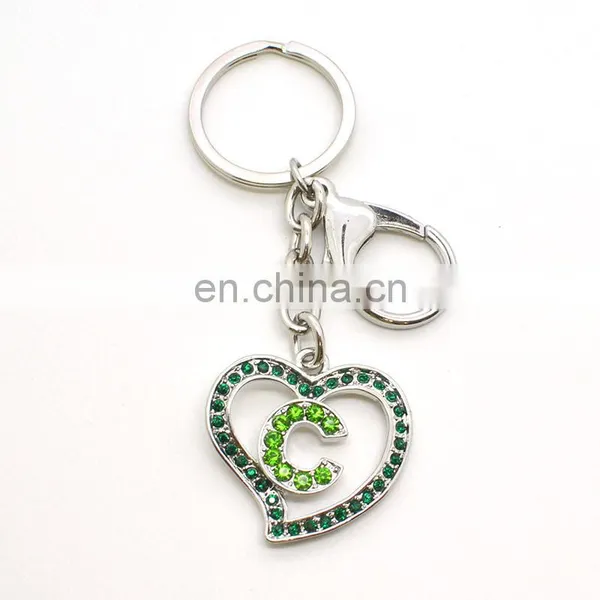 Wholesale Promotion Custom Metal Pendant 3D Gold Heart Keyring With Rhinestone photo-6