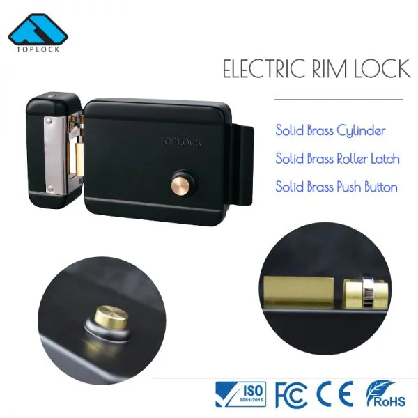 24V Electric Rim Lock With Nickel Plating Seperated Fixed Cylinder photo-5