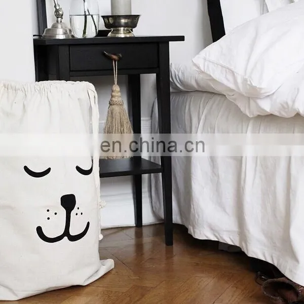 Hot Sale Canvas Toy Storage Bags Cotton Laundry Bags Clothing Drawstring Bags Accessory for Toy Tent of Kids Room photo-5