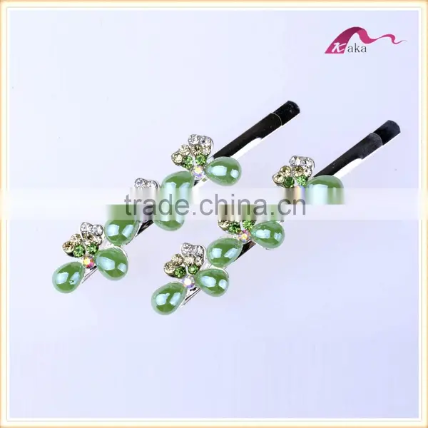 New Arrival Bottom Price Multi Colors Elegant Hair Grips Metal Crystal Decorated Bowknot Ceramic Beads Hair Clips For Girls Gift photo-2