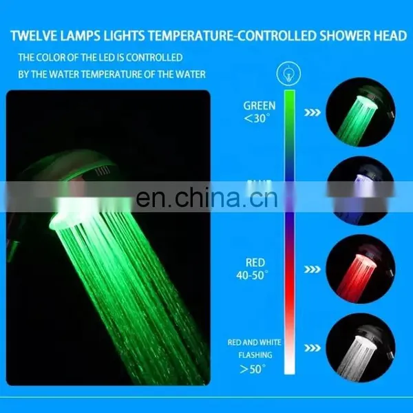 LED Shower Head Filter Showerhead Temperature Control LED Anion Colorful Bathroom Shower Handheld Shower photo-3
