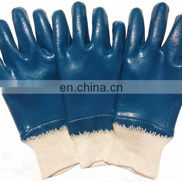 Cotton Interlock Lining Knit Wrist Yellow Nitrile Coated Work Gloves For Oil Gas photo-2