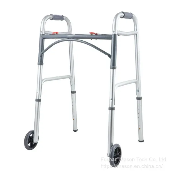 Rollator Walker Arc Shape Dual Button Folding Walker With 2 Wheels photo-3