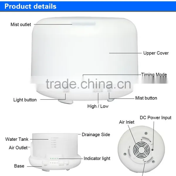 500ml Aromatherapy Essential Oils Diffuser 7 Color Changing Aroma Diffuser Large Mist Humidifier Aromatherapy photo-3