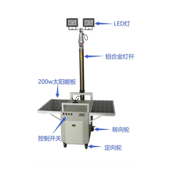 Hot Sale Solar Light Tower Mobile Solar Street Light 4x200w LED Lighting Tower