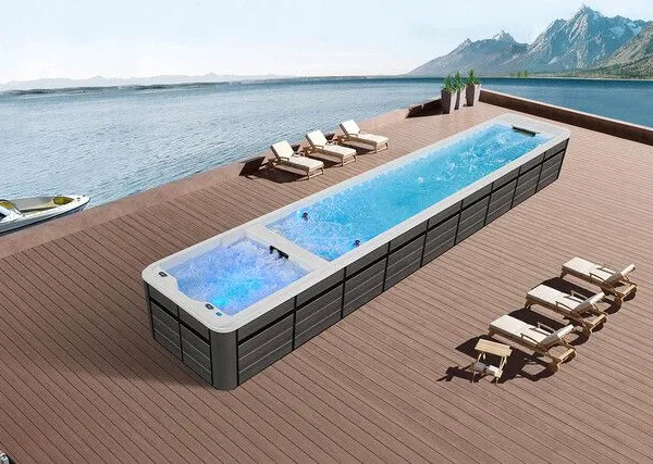 In-ground Infinity Smart Temperature-controlled Finished Swimming Pool; Small Home Wave-reverse Current Fitness Pool; Acrylic Family