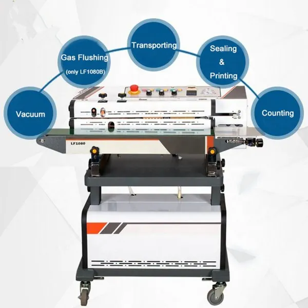 Nitrogen Gas Flushing Vacuum Sealing Automatic Continuous Bag Band Sealer Sealing Machine With Printer photo-3