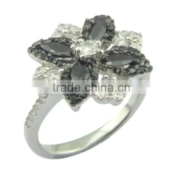 Flower 925 Silver Two-tone Plating Jewelry Ring photo-2