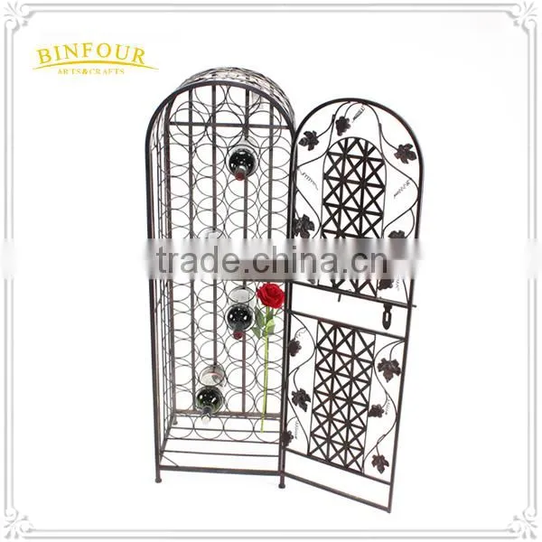 High Quality Solid Metal Display Rack Wrought Iron Wine Cabinet photo-6