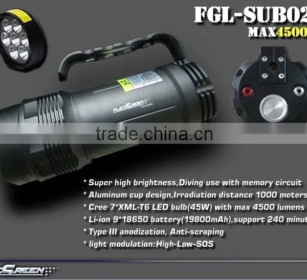 4500lumen Rechargeable 7 Xml T6 Led Diving Flashlight photo-2