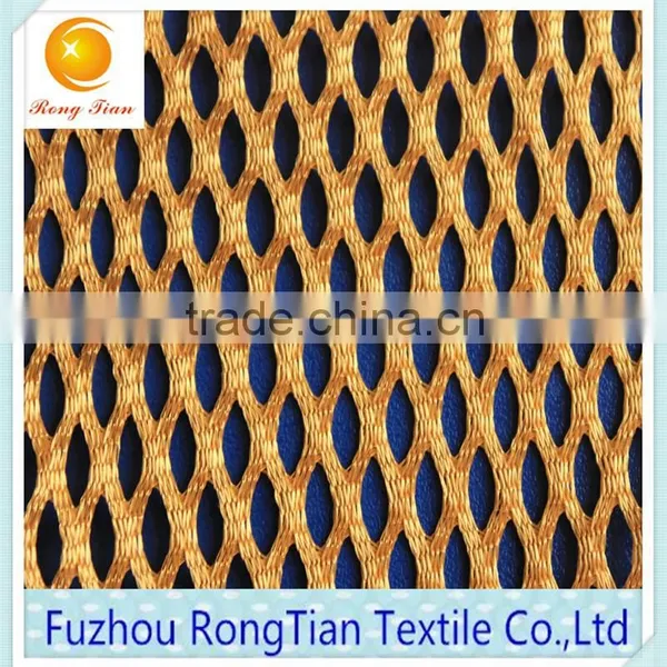 Wholesale yellow polyester tricot big hole mesh fabric for elegant bedspreads