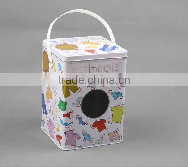 Washing Machine Shaped Storage Tin Box With Plastic Handle