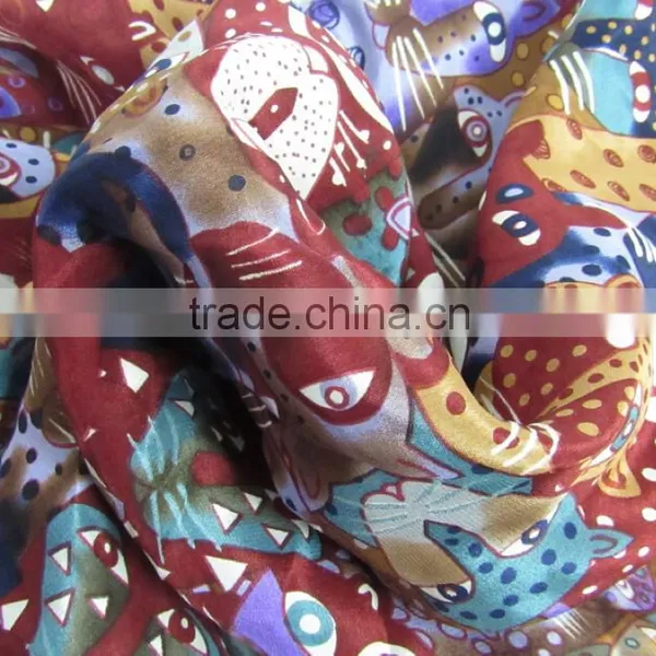 Digital Printed 100% Pure Silk Mask Pattern Long Silk Scarves photo-2