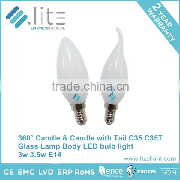 Led Lighting Bent Tip Tailed Candle C37 Bulb 4w RC Driver E12 E14 E26 E27 Base CE RoHS Certifications Plastic Plus Aluminium photo-2