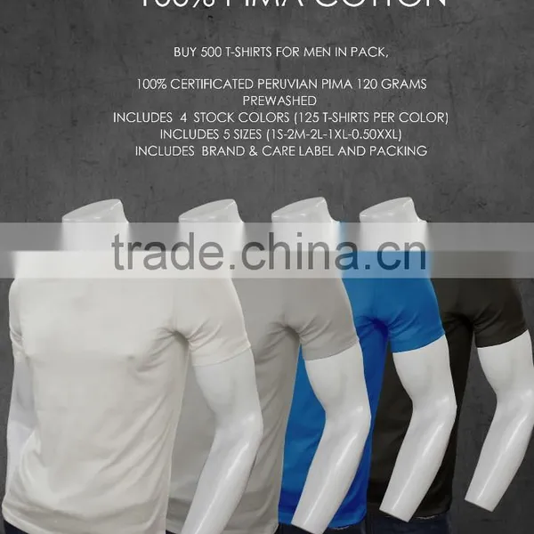 Peru Pima Cotton 100% Blank T-shirts in Pack