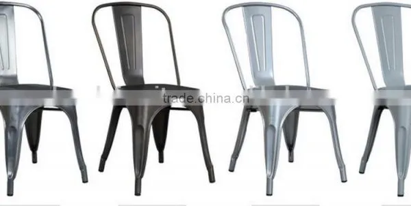 Industrial Metal Side Chair Gloss Finish Dinning Colorful Stackable Chair photo-5