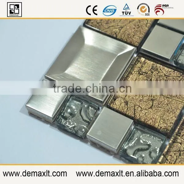 Hot Selling Durable Mixed Color Crystal Glass Mix Marble Mosaic photo-3