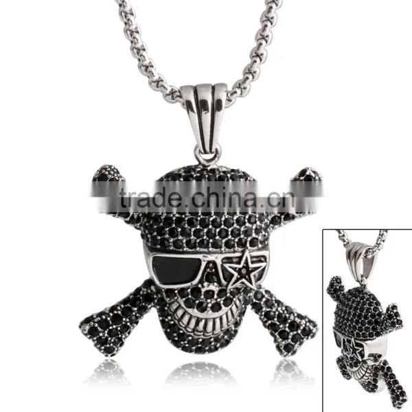 Fashion Stainless Steel Skull Pendant With Angle Wing photo-3