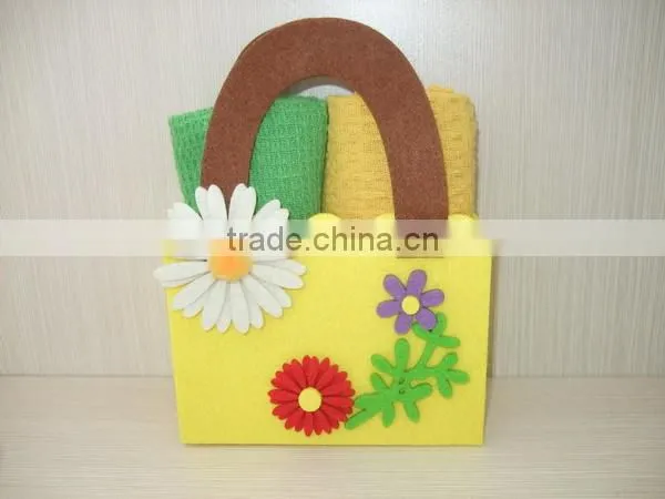2017 Easter Day Gift Felt Bags With Tea Towel Set photo-2
