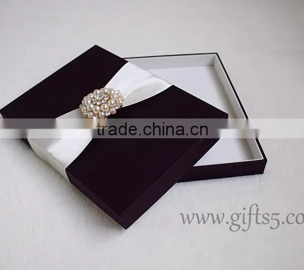 2016 Latest Luxury Wedding Gift Box Wedding Invitation Box With Ribbon Custom Made photo-4