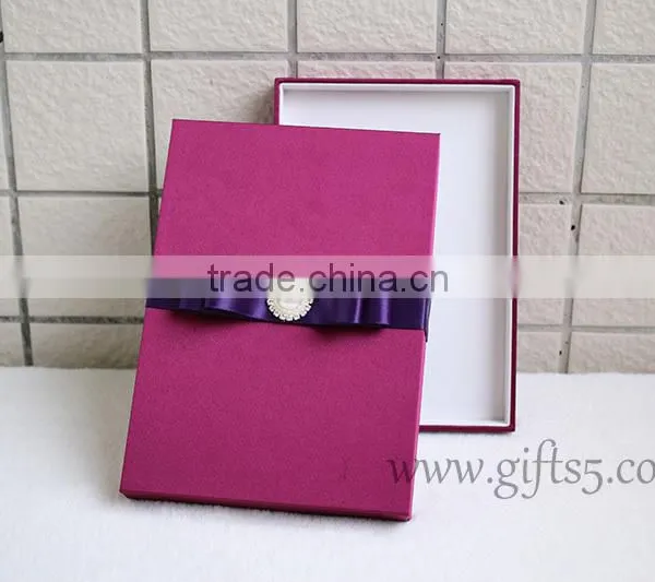 Elegant Burgundy Wedding Invitation Boxes With Pearl photo-3