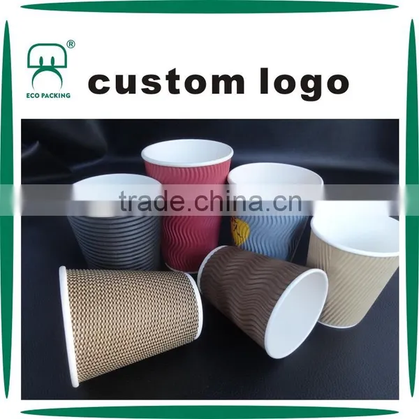 Custom Logo Hot Drinking 12 oz Coffee Ripple Wall Paper Cup photo-2