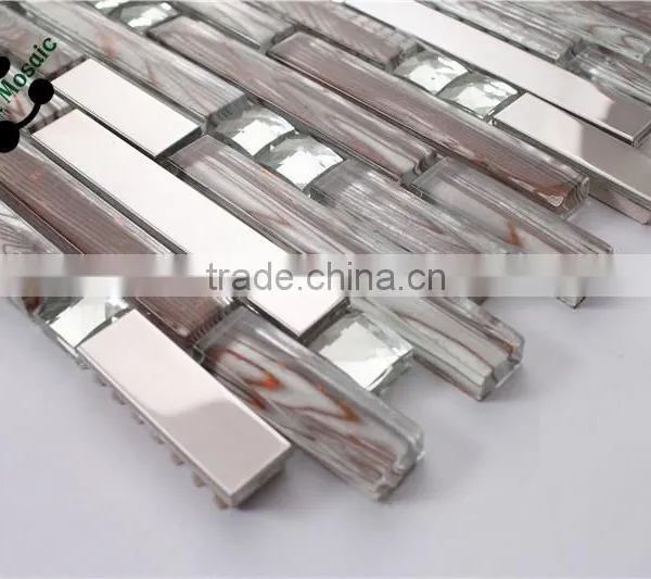 SMJ02 Hot Sale Mosaic Stainless Steel Frame Mosaic Mix Red Crystal Glass Mosaic photo-6