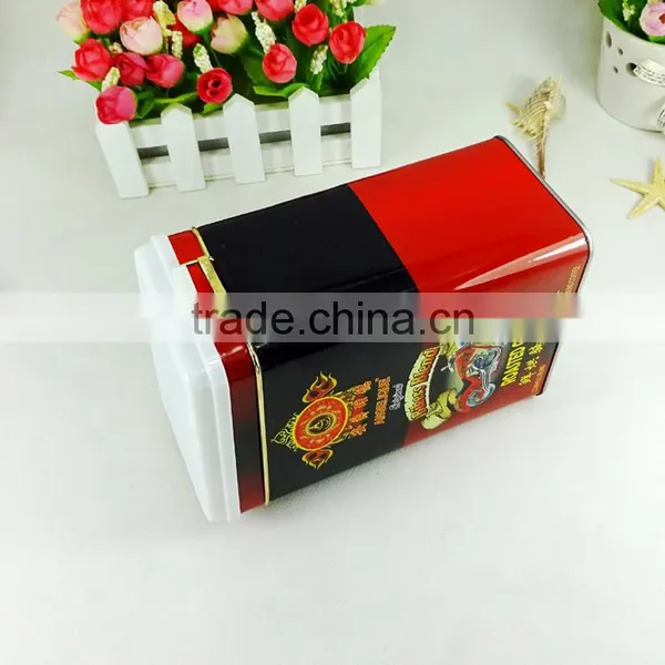 Coffee Tea Packaging Rectangular Plastic Lid Tin Case photo-5