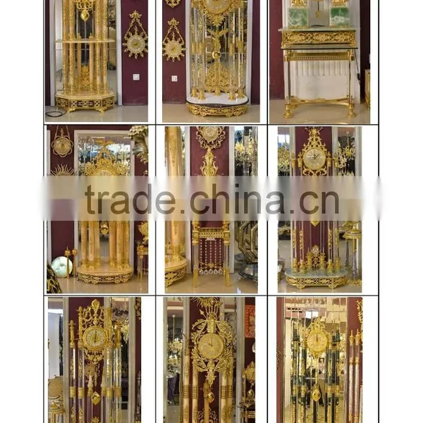 Gold Gilt Brass Mounted Grandfather Floor Clock With Crystal Column, 24K Gold Plated Floor Clock photo-6