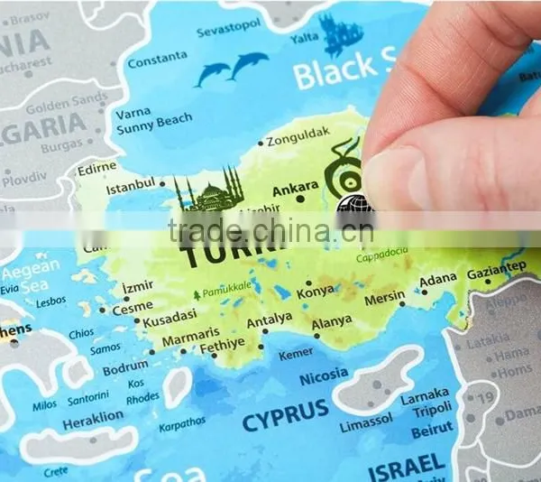 Detailed Europe Map With Scratch off Stickers Large Size Tube Packaging photo-4