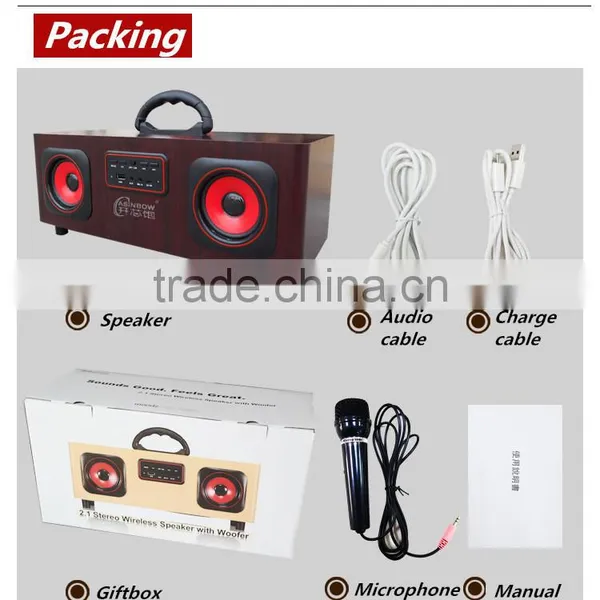 Perfect 3D Stereo Sound Quality Dual Speaker Wireless Bluetooth Speaker Microphone Support TF Card, Ratro Home Theatre Speaker photo-6
