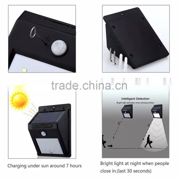 Solar Lights 8 LED Wireless Waterproof Motion Sensor Outdoor Light for Patio, Deck, Yard, Garden With Motion Activated Auto On/O photo-4