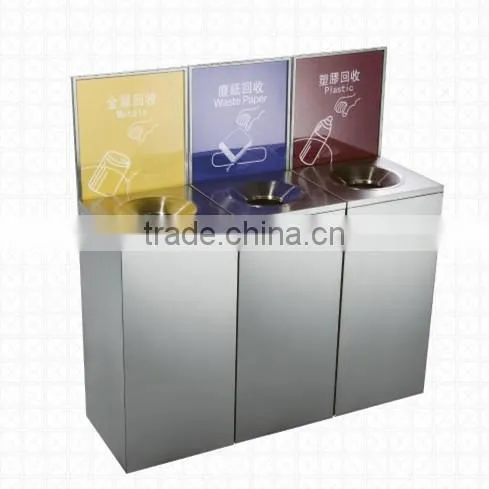 Stainless Steel Triple Waste Bins Recycl Bin for Shopping Mall photo-2