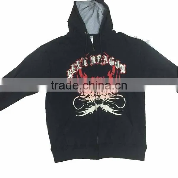 Men's New Apparel 100% Cotton Microfiber Printed Custom Zipper -up Hoodies photo-4