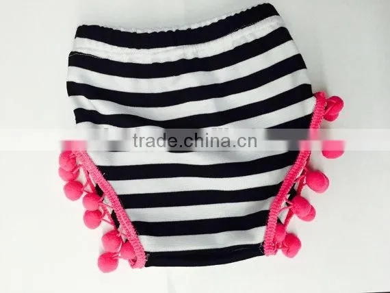 Striped Bloomer With Black Pom Poms for Infant Toddler Little Baby Underwear photo-2