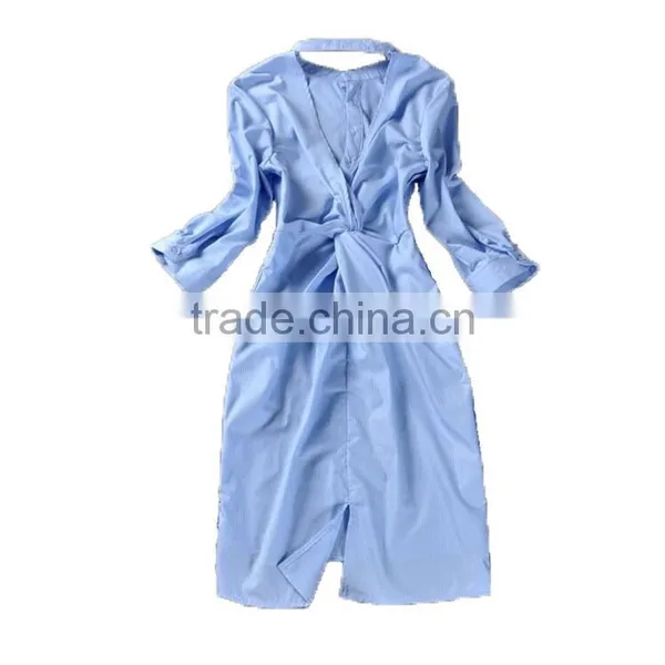 New Runway Fashion Women's Novelty Back V Open Asymmetrical Designer Shirt Dress Turn-down Collar OL Work Wear Camisa Feminina photo-3