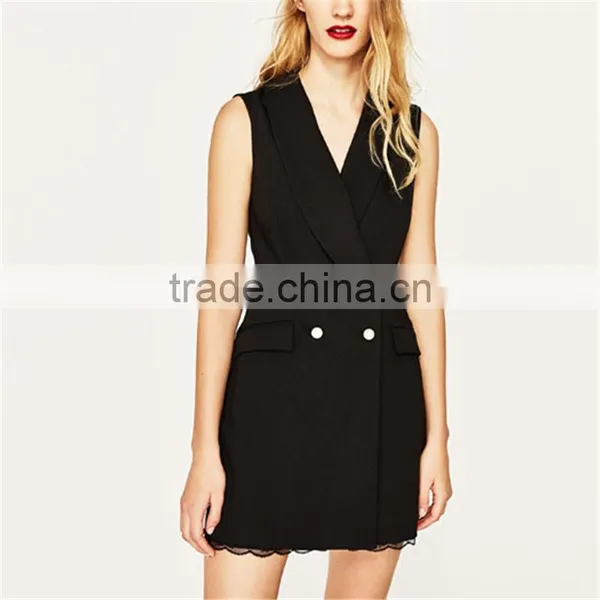 Factory Direct Sales Black Sleeveless Lace Jumpsuit Uniform for Office photo-2