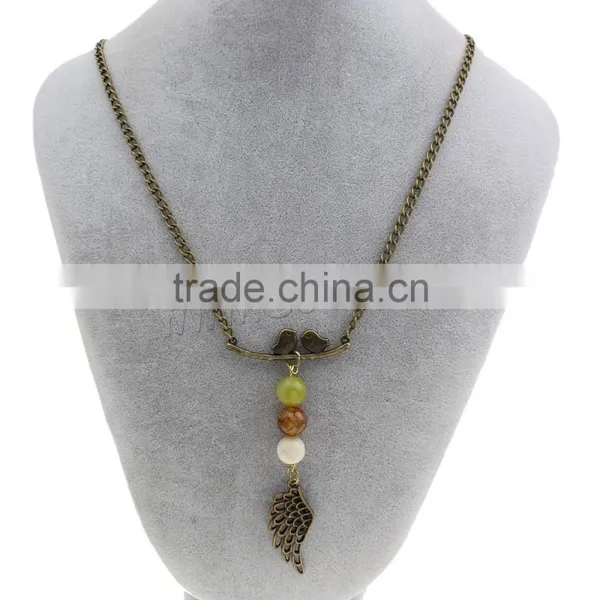 Gemstone Picture Necklace Zinc Alloy Brass Chain Natural Gemstone Necklace