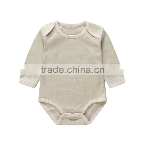 Hot Sale Long Sleeve Blank Organic Cotton Baby Bodysuit photo-2