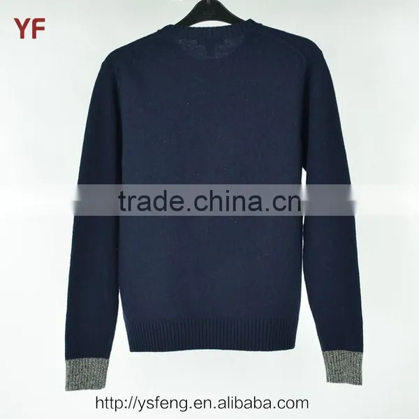 Deep Blue Cheap Intarsia Pullover Man' Sweater Design photo-2