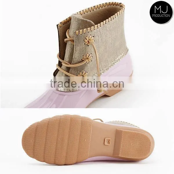 Wholesale Monogram Fashion Fur Shoes Winter Rubber Ladies Ankle Snow Duck Boots for Women photo-3